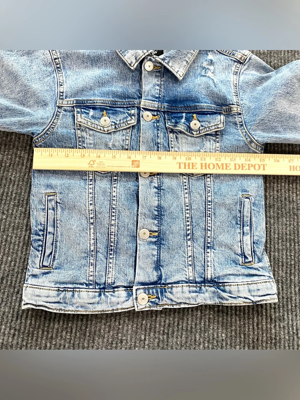 Art Class Denim Jacket Girls Size S 6/7 Blue Distressed Button Up Pockets